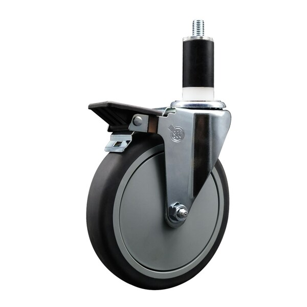 6'' Thermoplastic Rubber Swivel 1-3/8'' Expanding Stem Caster with Brake